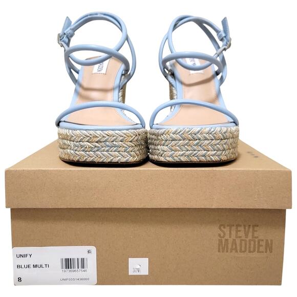 Steve Madden Women Unify Espadrille Wedge Strappy Sandal Size US 8M Light Blue - Picture 4 of 4